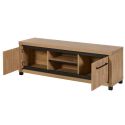 Meuble TV 2 portes 2 niches aspect bois finition Houston Oak poignées métal noires - VASALY