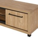Meuble TV 2 portes 2 niches aspect bois finition Houston Oak poignées métal noires - VASALY