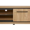 Meuble TV 2 portes 2 niches aspect bois finition Houston Oak poignées métal noires - VASALY