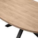 Table repas 200cm plateau ovale aspect bois finition Houston Oak pied métal étoile - HOUSTON