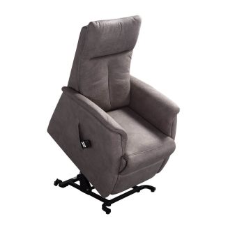Fauteuil modèle S relax releveur tissu polyester imitation cuir gris-brun marbré - PLEGAR