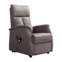 Fauteuil modèle M relax releveur tissu polyester imitation cuir gris-brun marbré - PLEGAR