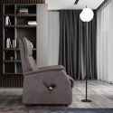Fauteuil modèle L relax releveur tissu polyester imitation cuir gris-brun marbré - PLEGAR