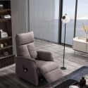 Fauteuil modèle L relax releveur tissu polyester imitation cuir gris-brun marbré - PLEGAR