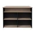 Ilot de cuisine avec rangement plateau aspect bois socle noir et pieds métal - CHUCK