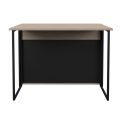 Ilot de cuisine avec rangement plateau aspect bois socle noir et pieds métal - CHUCK
