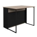 Ilot de cuisine avec rangement plateau aspect bois socle noir et pieds métal - CHUCK