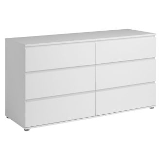 Commode 6 tiroirs en mélaminé blanc sans poignées - NELIO BLANC