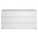 Commode 6 tiroirs en mélaminé blanc sans poignées - NELIO BLANC