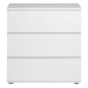 Commode 3 tiroirs en mélaminé blanc sans poignées - NELIO BLANC