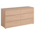 Commode 6 tiroirs en mélaminé aspect bois sans poignées - NELIO CHENE