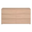 Commode 6 tiroirs en mélaminé aspect bois sans poignées - NELIO CHENE