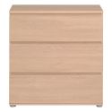 Commode 3 tiroirs en mélaminé aspect bois sans poignées - NELIO CHENE