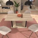 Table repas extensible 160-200cm aspect chêne piètement central avec encadrement noir - OSTAREL