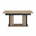 Table repas extensible 160-200cm aspect chêne piètement central avec encadrement noir - OSTAREL