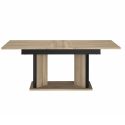 Table repas extensible 160-200cm aspect chêne piètement central avec encadrement noir - OSTAREL