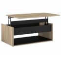 Table basse avec plateau relevable de 45 à 67 cm aspect chêne et noir - OSTAREL
