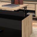 Table basse avec plateau relevable de 45 à 67 cm aspect chêne et noir - OSTAREL