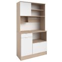 Buffet vaisselier multi rangements aspect bois et blanc - SOAZIC