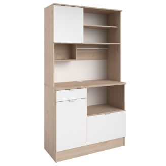 Buffet vaisselier multi rangements aspect bois et blanc - SOAZIC