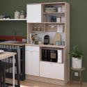 Buffet vaisselier multi rangements aspect bois et blanc - SOAZIC