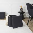 Pouf coffre carré pliable en tissu texturé maille 3D noir - ELECTRON