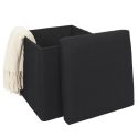 Pouf coffre carré pliable en tissu texturé maille 3D noir - ELECTRON