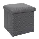 Pouf coffre carré pliable en tissu texturé maille 3D gris - ELECTRON
