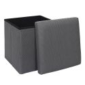 Pouf coffre carré pliable en tissu texturé maille 3D gris - ELECTRON