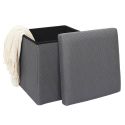 Pouf coffre carré pliable en tissu texturé maille 3D gris - ELECTRON