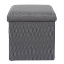 Pouf coffre carré pliable en tissu texturé maille 3D gris - ELECTRON