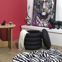 Pouf rangement rond en tissu texturé maille 3D noir - ELECTRON