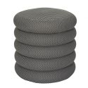 Pouf rangement rond en tissu texturé maille 3D gris - ELECTRON