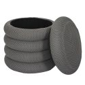 Pouf rangement rond en tissu texturé maille 3D gris - ELECTRON