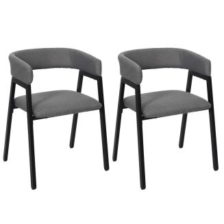 Lot de 2 fauteuils design de table en tissu texturé maille 3D gris - ELECTRON