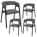 Lot de 4 fauteuils design de table en tissu texturé maille 3D gris - ELECTRON