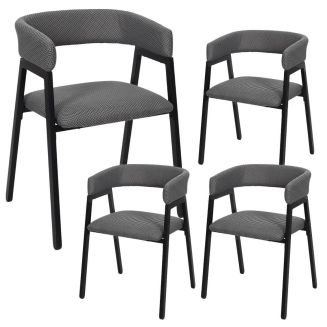 Lot de 4 fauteuils design de table en tissu texturé maille 3D gris - ELECTRON
