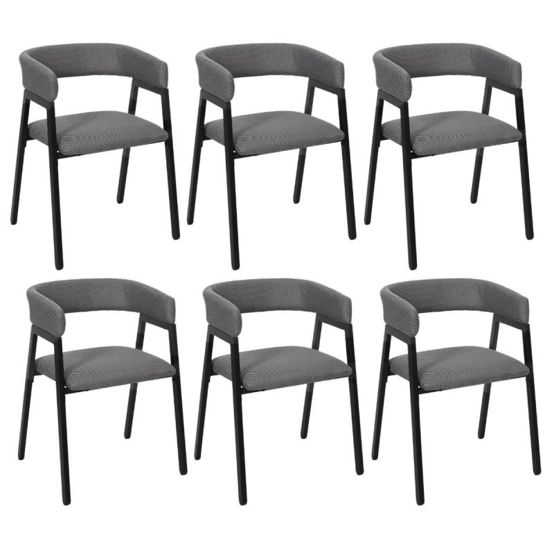 Lot de 6 fauteuils design de table en tissu texturé maille 3D gris - ELECTRON