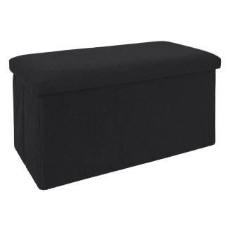 Banc coffre pliable en tissu texturé maille 3D noir - ELECTRON