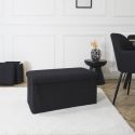 Banc coffre pliable en tissu texturé maille 3D noir - ELECTRON