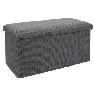 Banc coffre pliable en tissu texturé maille 3D gris - ELECTRON
