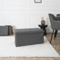 Banc coffre pliable en tissu texturé maille 3D gris - ELECTRON