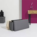 Banc coffre pliable en tissu texturé maille 3D gris - ELECTRON