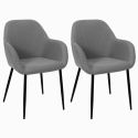 Lot de 2 fauteuils de table en tissu texturé maille 3D gris - ELECTRON