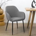 Lot de 2 fauteuils de table en tissu texturé maille 3D gris - ELECTRON