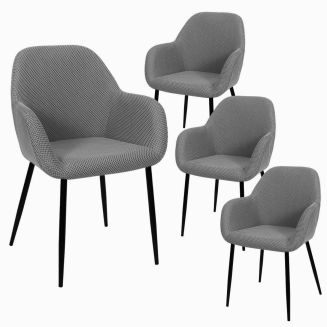 Lot de 4 fauteuils de table en tissu texturé maille 3D gris - ELECTRON