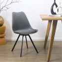 Lot de 4 chaises coque plastique et coussin en tissu texturé maille 3D gris - ELECTRON