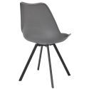 Lot de 2 chaises coque plastique et coussin en tissu texturé maille 3D gris - ELECTRON