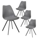 Lot de 4 chaises en tissu texturé maille 3D gris - ELECTRON