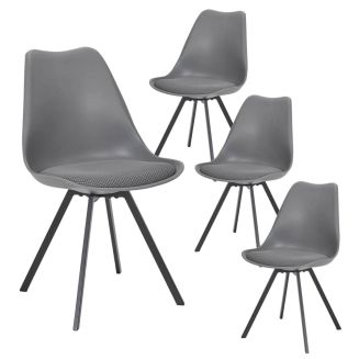 Lot de 4 chaises en tissu texturé maille 3D gris - ELECTRON